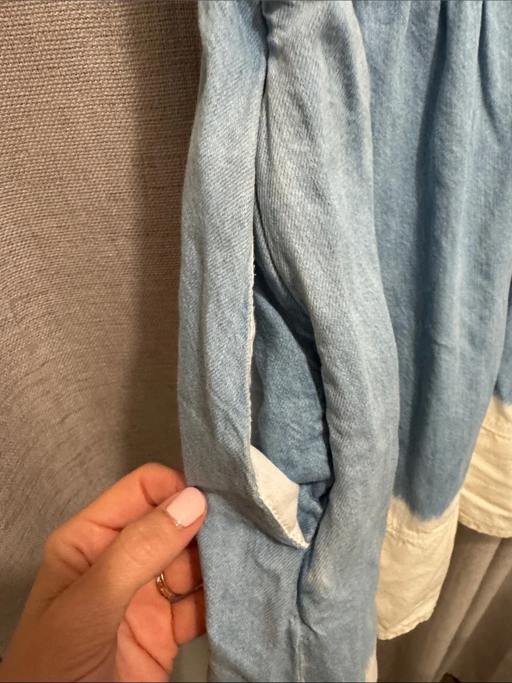 Kate Spade New York Dip Dyed Denim Ruffle Dress S M Split Neck Chambray